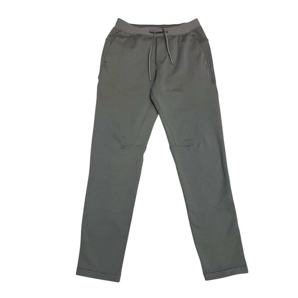 LULULEMON Oil Grey Zeroed In Slim-Fit Fleece Pants Tapered Drawstring Men's S